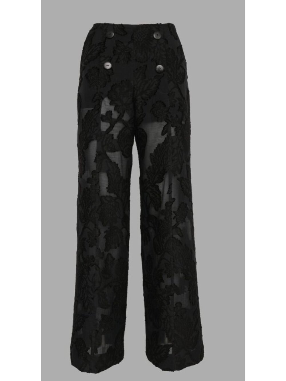Loretta Caponi Firenze Alicia High Waist Floral Trouser Pants Black XS